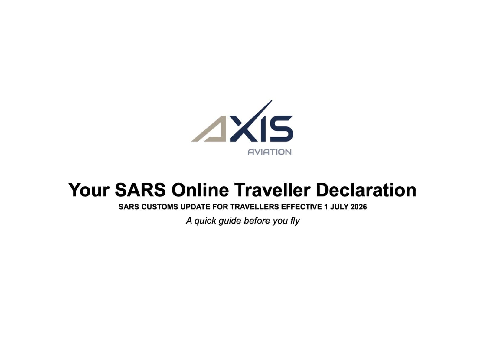 SARS Online Traveller Declaration Now Required for All Travellers